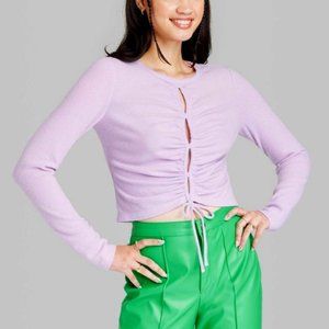 Wild Fable Blouse Long Sleeve Lace-Up Cozy Knit Color Light Violet XS